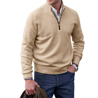 Zavero | Men’s Modern Soft Knit Zip Pullover