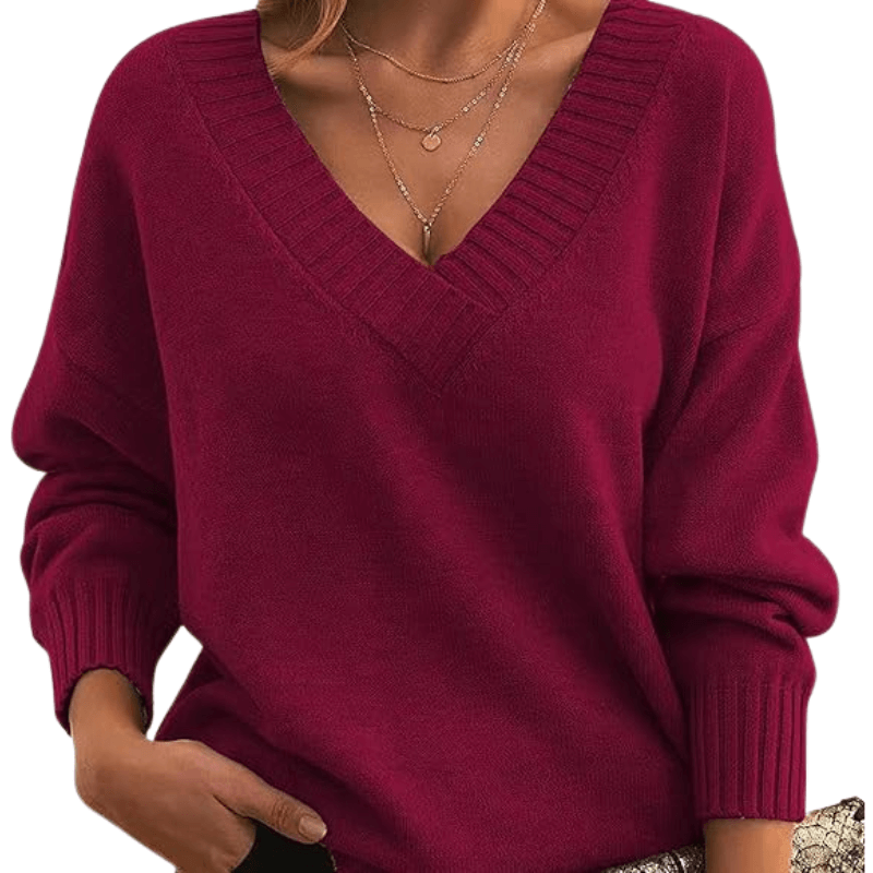 Elmira | Women’s Classic Soft Knit V-Neck Pullover