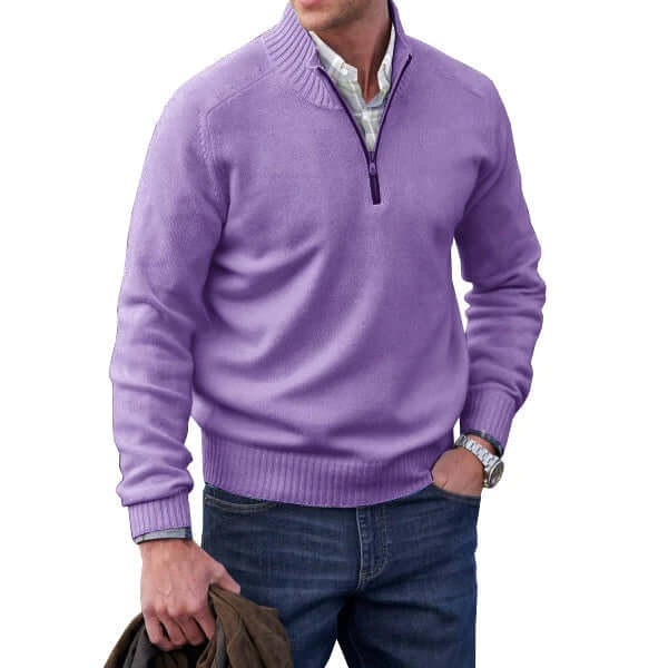 Zavero | Men’s Modern Soft Knit Zip Pullover