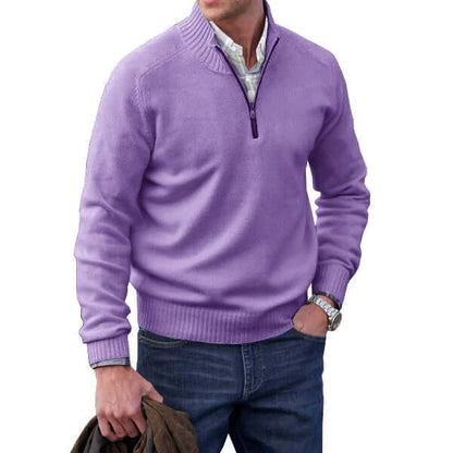 Zavero | Men’s Modern Soft Knit Zip Pullover