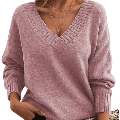 Elmira | Women’s Classic Soft Knit V-Neck Pullover