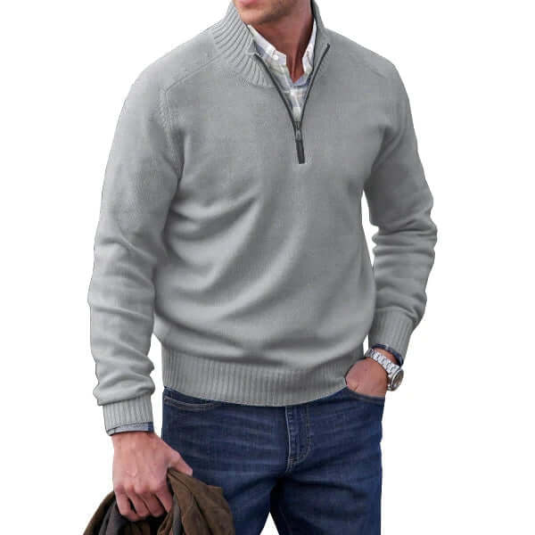 Zavero | Men’s Modern Soft Knit Zip Pullover