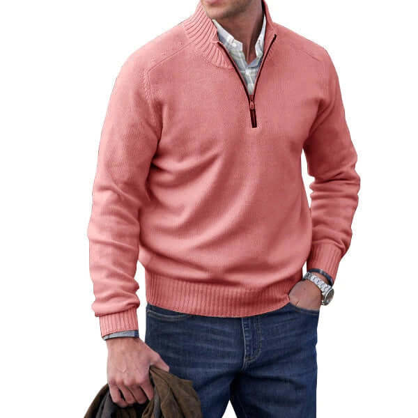Zavero | Men’s Modern Soft Knit Zip Pullover