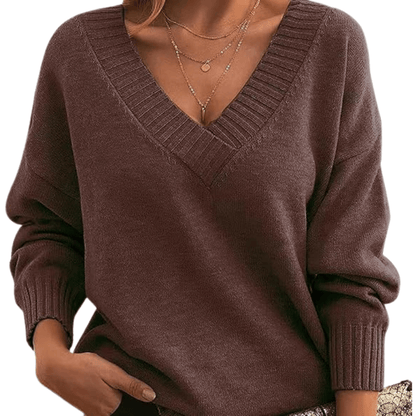 Elmira | Women’s Classic Soft Knit V-Neck Pullover
