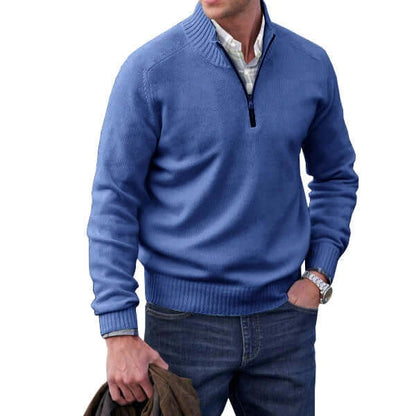 Zavero | Men’s Modern Soft Knit Zip Pullover