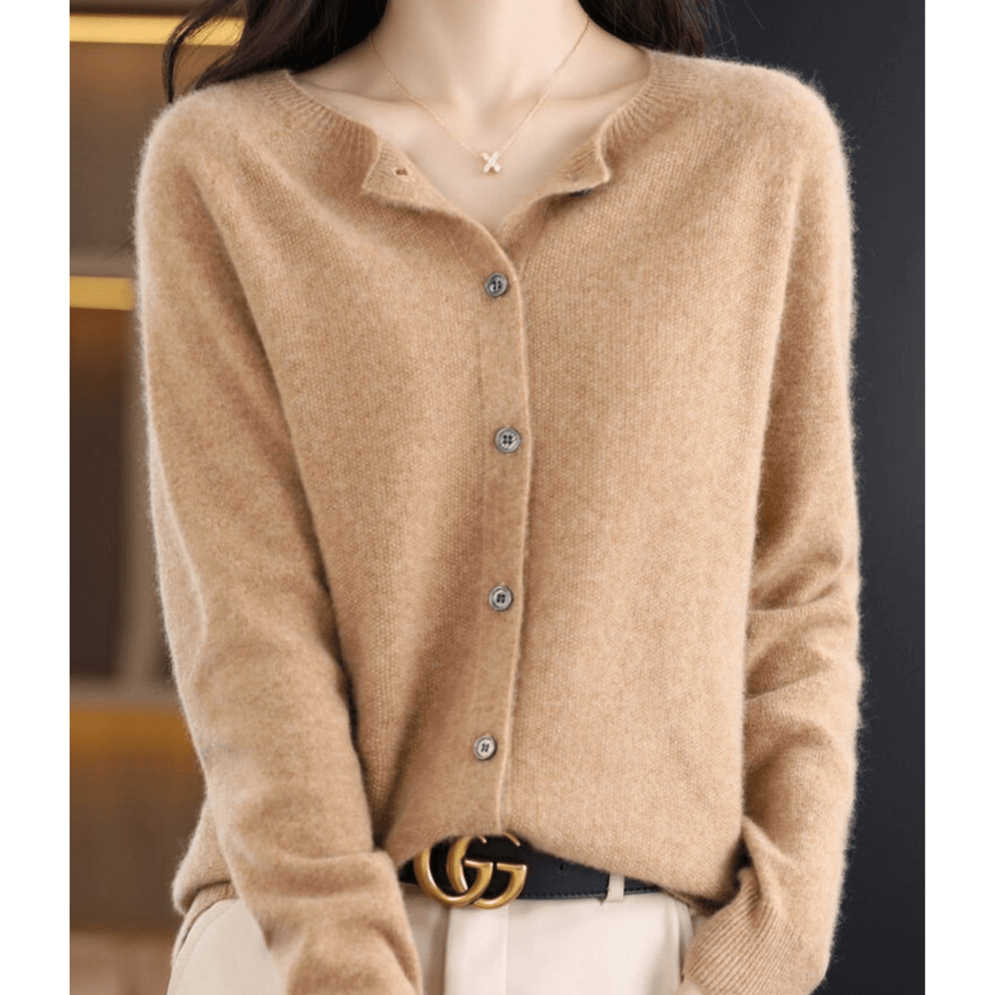Livia | Women’s Cashmere Blend V-Neck Cardigan