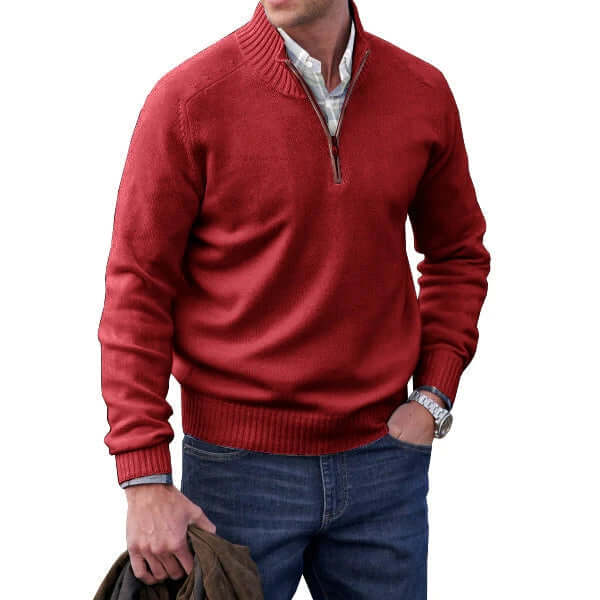 Zavero | Men’s Modern Soft Knit Zip Pullover