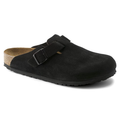 Boston Black Suede Clogs – Premium Leather Comfort Clogs with Soft Anatomical Footbed3