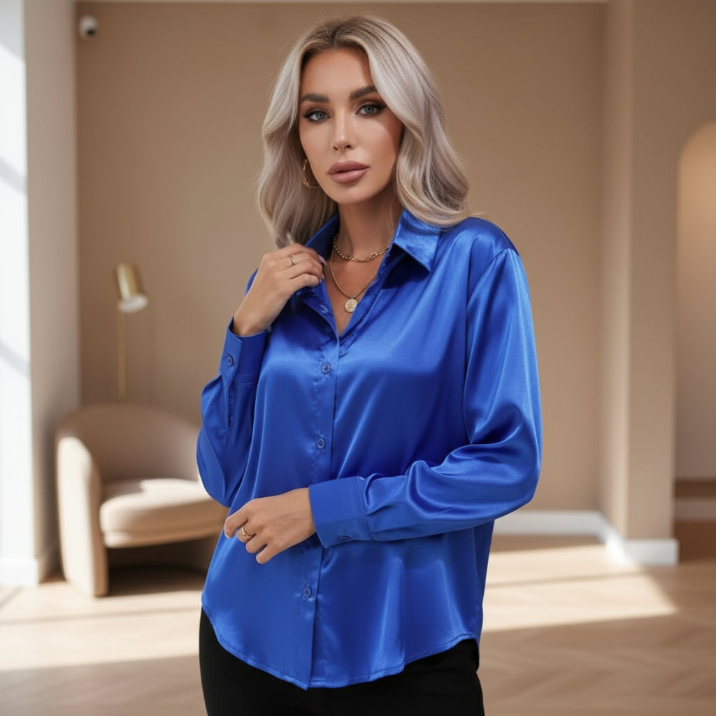 Women’s Blouse | Elegant Loose Fit, Long Sleeve Design - 1