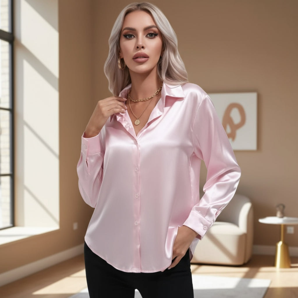 Women’s Blouse | Elegant Loose Fit, Long Sleeve Design - 15