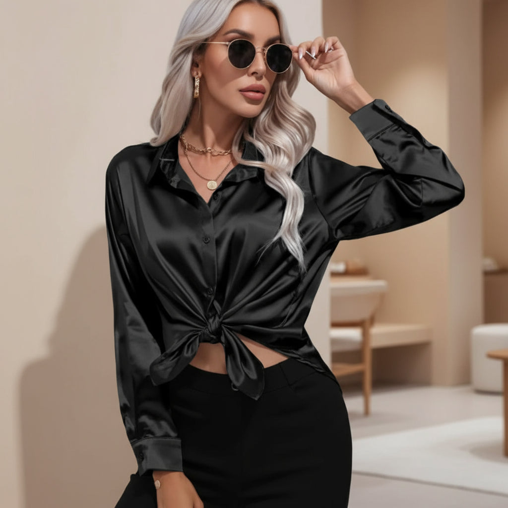 Women’s Blouse | Elegant Loose Fit, Long Sleeve Design - 17