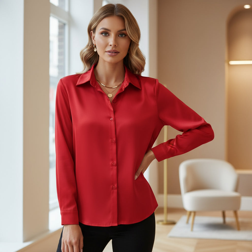 Women’s Blouse | Elegant Loose Fit, Long Sleeve Design - 4