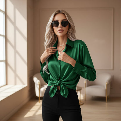 Women’s Blouse | Elegant Loose Fit, Long Sleeve Design - 5