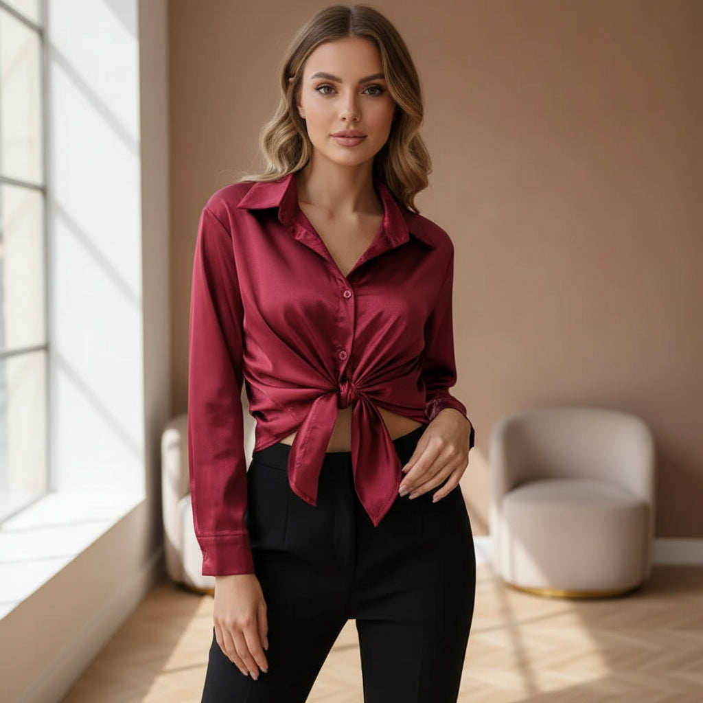 Women’s Blouse | Elegant Loose Fit, Long Sleeve Design - 9
