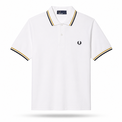 Fred Perry Men's Contrast-Tipped Cotton Polo Shirt – Slim Fit Smart-Casual Polo