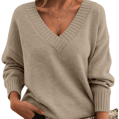 Elmira | Women’s Classic Soft Knit V-Neck Pullover