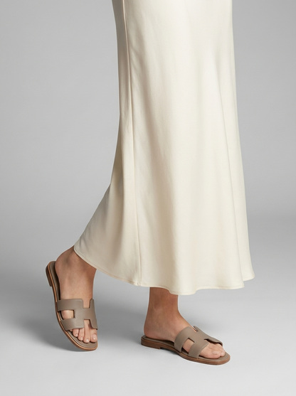 Heritage H Leather Sandals – Luxury Women's Flat Slide Sandals