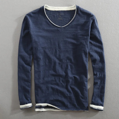 Hokuto | Men’s Japanese Cotton Relaxed V-Neck Long Sleeve Shirt