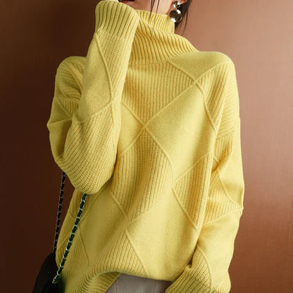 Leone | Women’s Hand-Knit Diamond Turtleneck Sweater