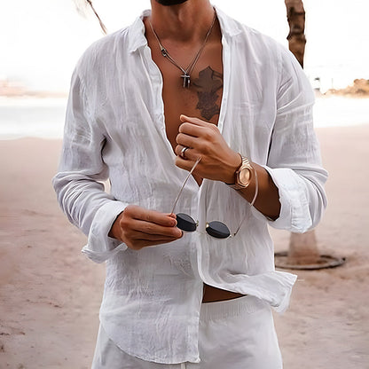 Unio | Men’s Cotton-Linen Lapel Collar Button Shirt