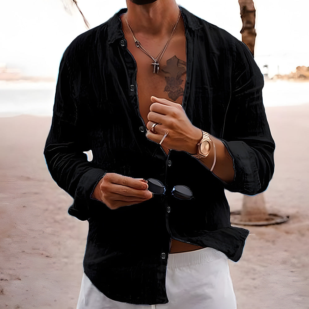 Unio | Men’s Cotton-Linen Lapel Collar Button Shirt