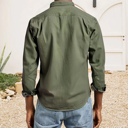 Delano | Men’s Textured Cotton Lapel Collar Shirt