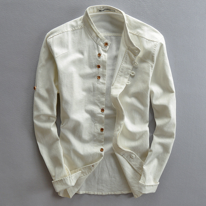 Osaka | Men’s Japanese-Inspired Cotton Blend Stand Collar Shirt