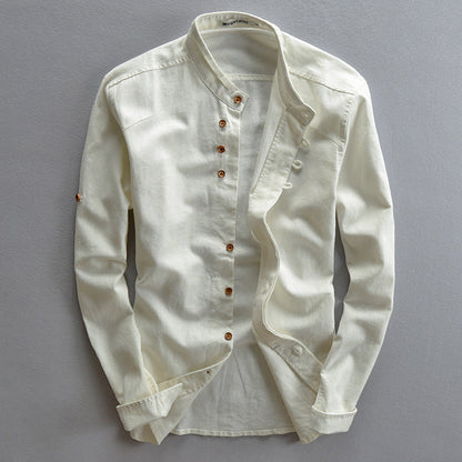 Osaka | Men’s Japanese-Inspired Cotton Blend Stand Collar Shirt