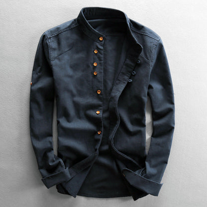 Osaka | Men’s Japanese-Inspired Cotton Blend Stand Collar Shirt