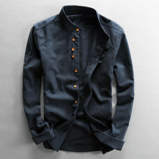 Osaka | Men’s Japanese-Inspired Cotton Blend Stand Collar Shirt