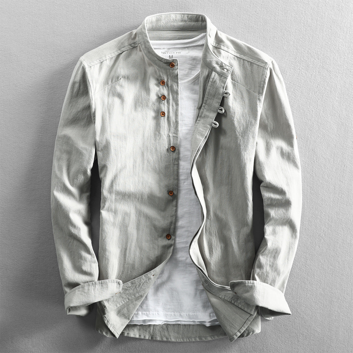 Osaka | Men’s Japanese-Inspired Cotton Blend Stand Collar Shirt