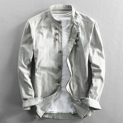 Osaka | Men’s Japanese-Inspired Cotton Blend Stand Collar Shirt