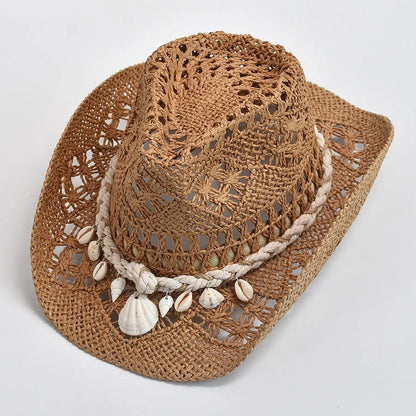 Maristella | Women’s Crochet Straw Sun Hat with Seashell Detail