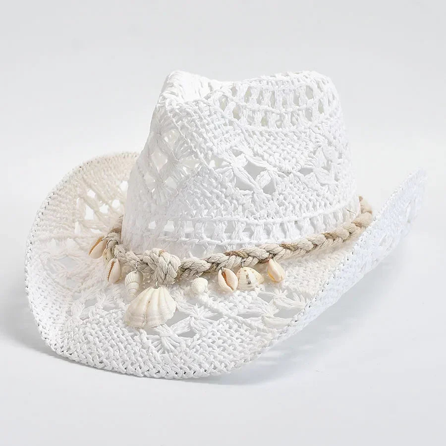 Maristella | Women’s Crochet Straw Sun Hat with Seashell Detail