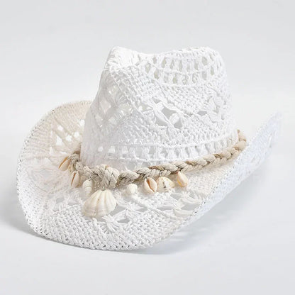 Maristella | Women’s Crochet Straw Sun Hat with Seashell Detail
