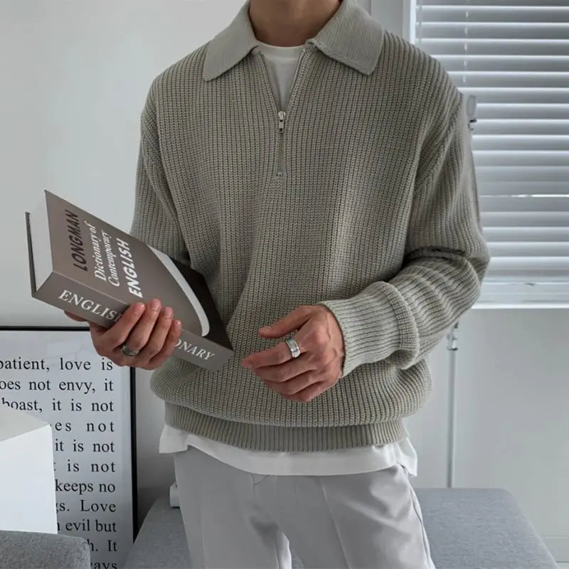 Devon | Men’s Premium Jacquard Quarter-Zip Knit Sweater