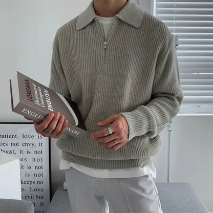 Devon | Men’s Premium Jacquard Quarter-Zip Knit Sweater