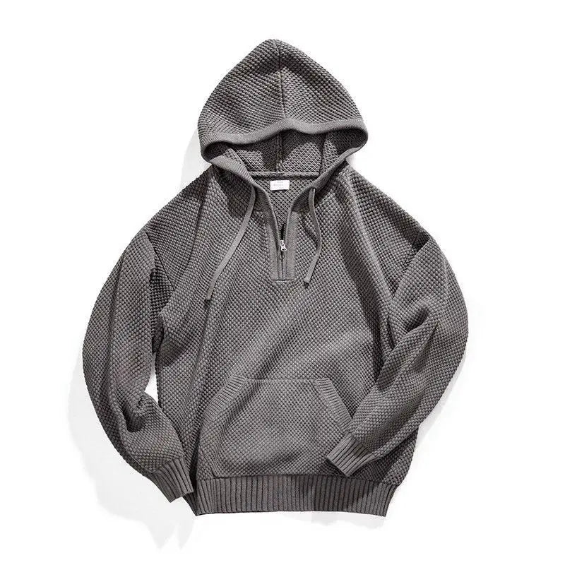 Kyoto | Men’s Textured Jacquard Knit Half-Zip Hoodie
