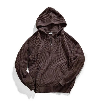 Kyoto | Men’s Textured Jacquard Knit Half-Zip Hoodie