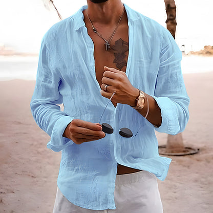 Unio | Men’s Cotton-Linen Lapel Collar Button Shirt