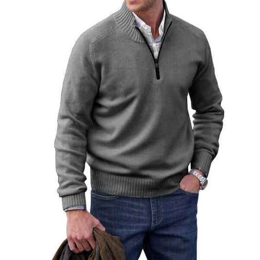 Zavero | Men’s Modern Soft Knit Zip Pullover