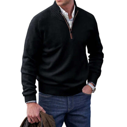 Zavero | Men’s Modern Soft Knit Zip Pullover