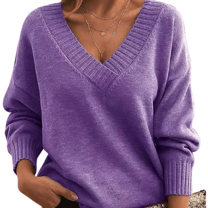 Elmira | Women’s Classic Soft Knit V-Neck Pullover