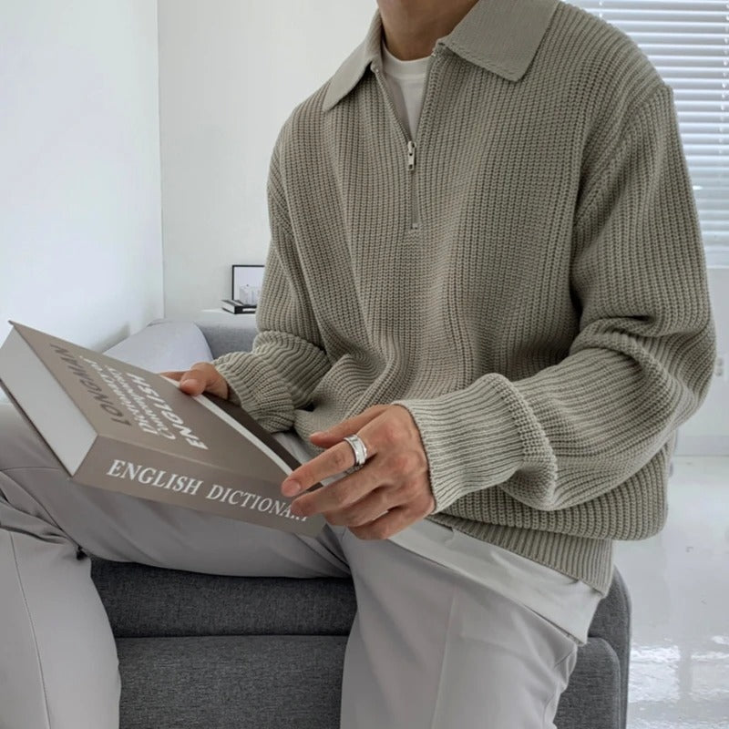 Devon | Men’s Premium Jacquard Quarter-Zip Knit Sweater