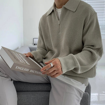 Devon | Men’s Premium Jacquard Quarter-Zip Knit Sweater