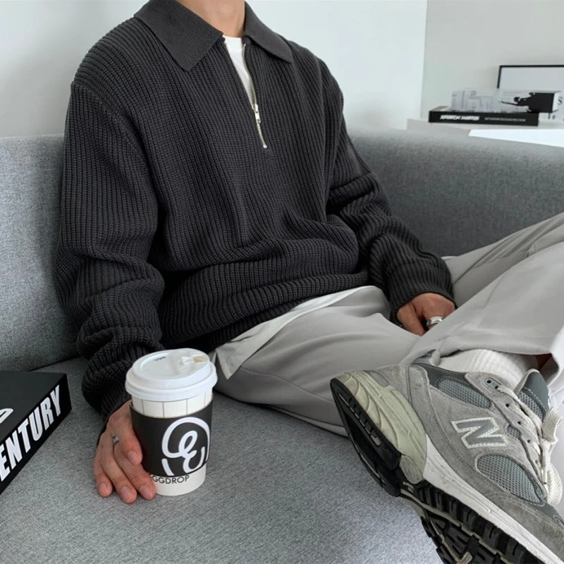 Devon | Men’s Premium Jacquard Quarter-Zip Knit Sweater
