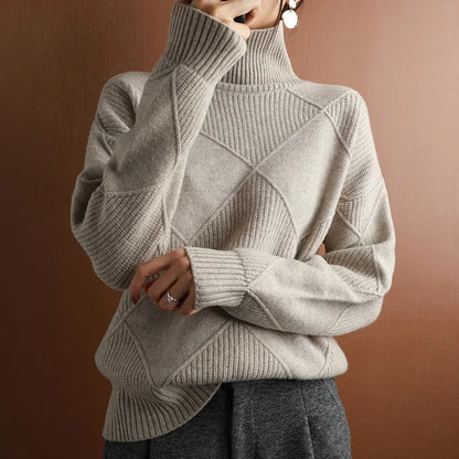 Leone | Women’s Hand-Knit Diamond Turtleneck Sweater
